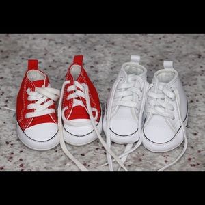 Red and white Chuck Taylor’s